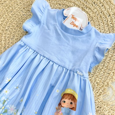 Vestido Menininha no Jardim - Azul Bebê